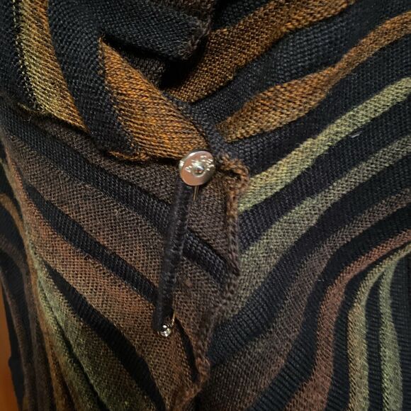 Angel Design By Sabri Ozel Sweater Cardigan Black Colorful Knit Wool Blend Sz L - Picture 3 of 7